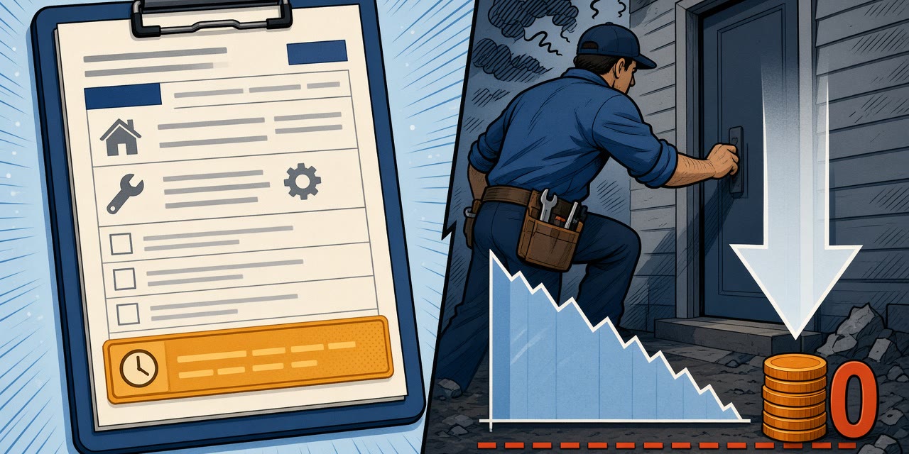 Illustrated comparison of a job ticket with a callback buffer built in versus an unpaid return trip erasing the job margin